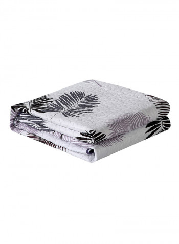 Modern Leaf Print Soft Blanket Cotton White 150x200centimeter