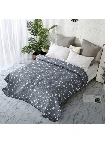 Star Print Cotton Bedspread Cotton Grey/White 150x200centimeter