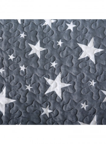 Star Print Cotton Bedspread Cotton Grey/White 150x200centimeter