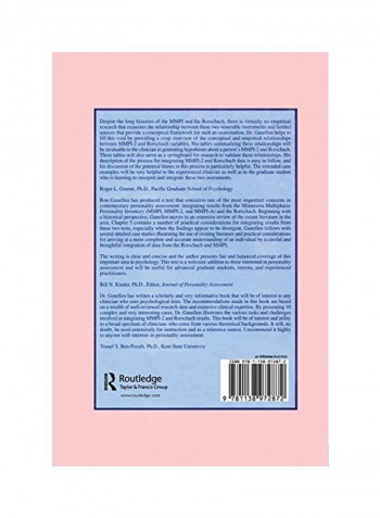 Integrating The Rorschach And The MMPI-2 In Personality Assessment Paperback