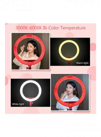 Bi-Colour Adjustable Brightness LED Ring Light 18inch Black