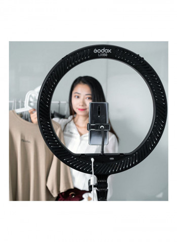 Bi-Colour Adjustable Brightness LED Ring Light 18inch Black