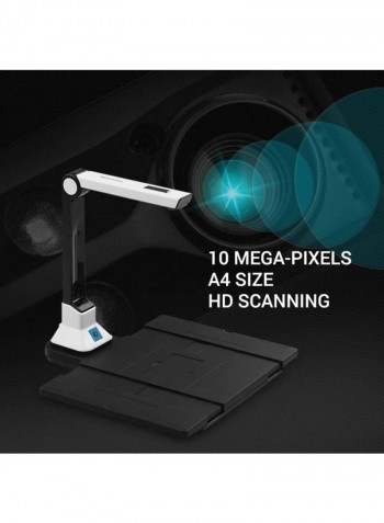 BK50  Plastic Base Portable 10 Mega-pixel High Definition Scanner White/Black