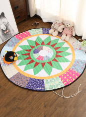 Cartoon Printed Round Floor Mat Multicolour 150x150centimeter