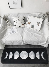 Moon Pattern Anti-Skid Living Room Mat Black/White 50 x 170centimeter