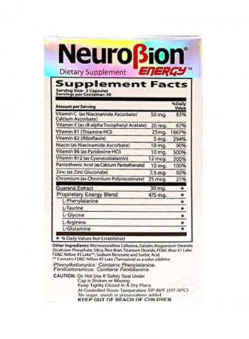 Pack of 3 Energy Dietary Supplement - 60 Capsules