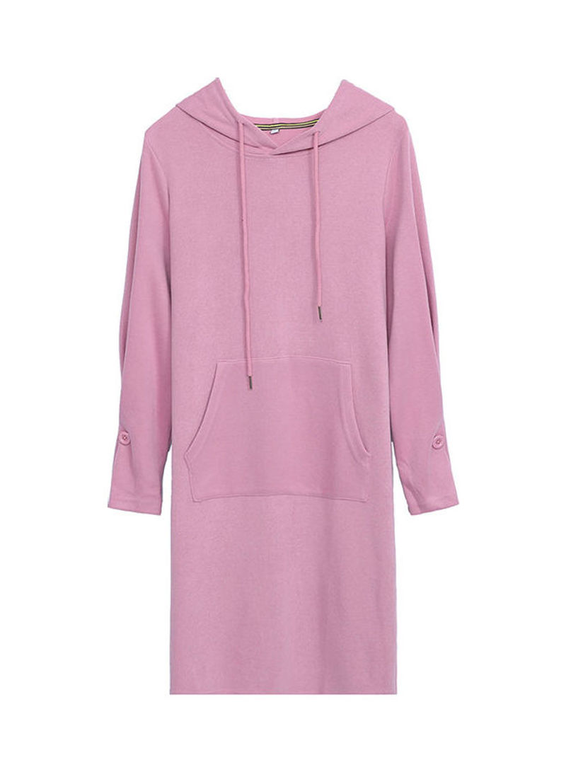 Solid Hooded Dress Pink