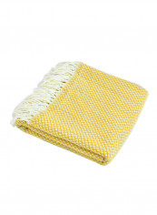 Tassel Design Supple Casual Knitted Blanket Polyester Yellow 130x200centimeter
