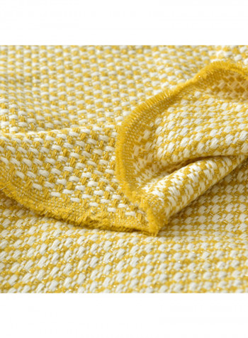 Tassel Design Supple Casual Knitted Blanket Polyester Yellow 130x200centimeter