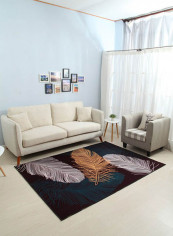 Feather Pattern Soft Non-Slip Floor Carpet Multicolour 80x120centimeter