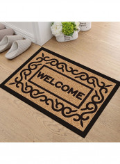 Letter Pattern Retro Style High Quality Doormat Brown 80x120centimeter