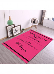Letters Pattern Washable Soft Home Rug Pink 80x120centimeter