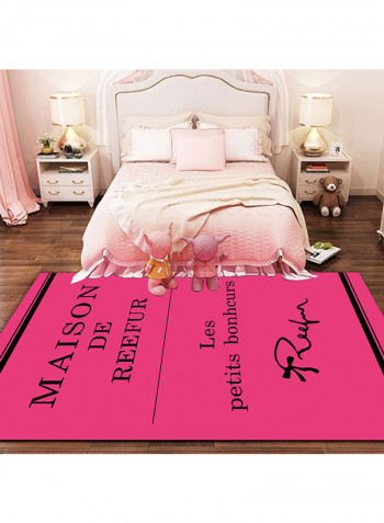 Letters Pattern Washable Soft Home Rug Pink 80x120centimeter