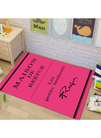 Letters Pattern Washable Soft Home Rug Pink 80x120centimeter