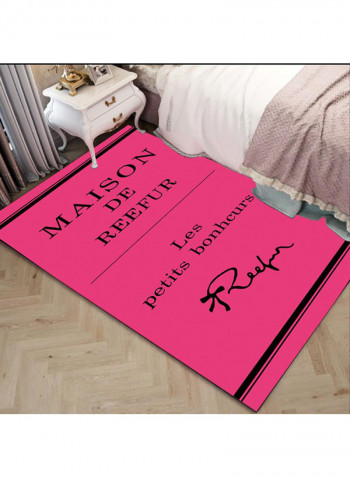 Letters Pattern Washable Soft Home Rug Pink 80x120centimeter