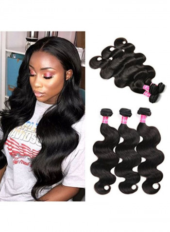 3-Piece Brazilian Wavy Human Hair Extension Black