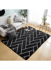 Geometry Printed Anti-Slip Floor Mat Black 80(W)x180 (L)centimeter