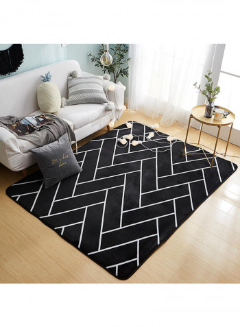 Geometry Printed Anti-Slip Floor Mat Black 80(W)x180 (L)centimeter