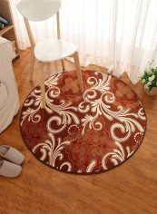 Classic Floral Pattern Mat Brown/White 120 x 120centimeter