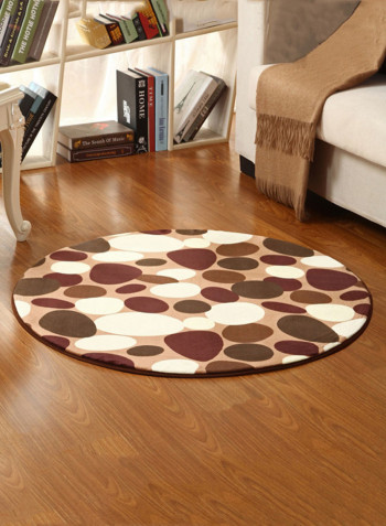 Cobble-Stones Printed Anti-Skid Living Room Floor Mat Multicolour 120 x 120centimeter
