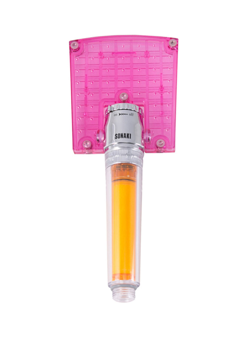 Waffle Handheld Shower Head Pink/Yellow 110x260x38millimeter