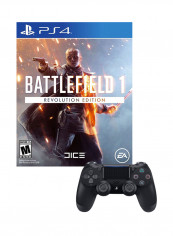 لعبة فيديو 'Battlefield 1 - Revolution' + ذراع تحكم لاسلكي دوال شوك 4 - حركة وإطلاق النار - بلاي ستيشن 4 (PS4)