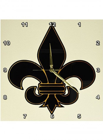Fleur De Lis Symbol Printed Analog Wall Clock Multicolour 13x13x0.1inch