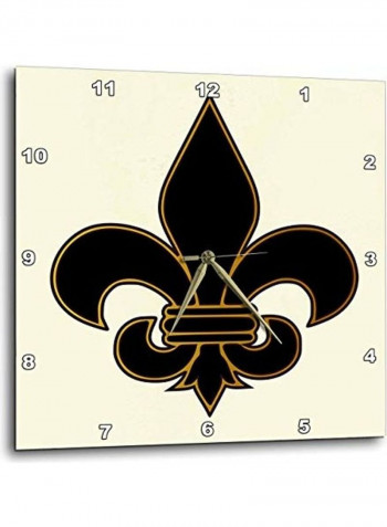 Fleur De Lis Symbol Printed Analog Wall Clock Multicolour 13x13x0.1inch