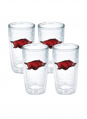 Pack Of 4 University Of Arkansas Double Wall Insulated Tumbler Clear 16ounce