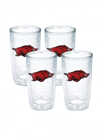 Pack Of 4 University Of Arkansas Double Wall Insulated Tumbler Clear 16ounce