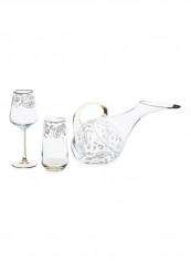 25-Piece Set With Karafe, Goblet & Juice Tumbler White/Gold