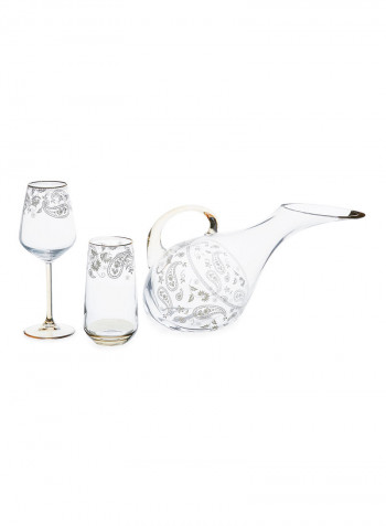 25-Piece Set With Karafe, Goblet & Juice Tumbler White/Gold