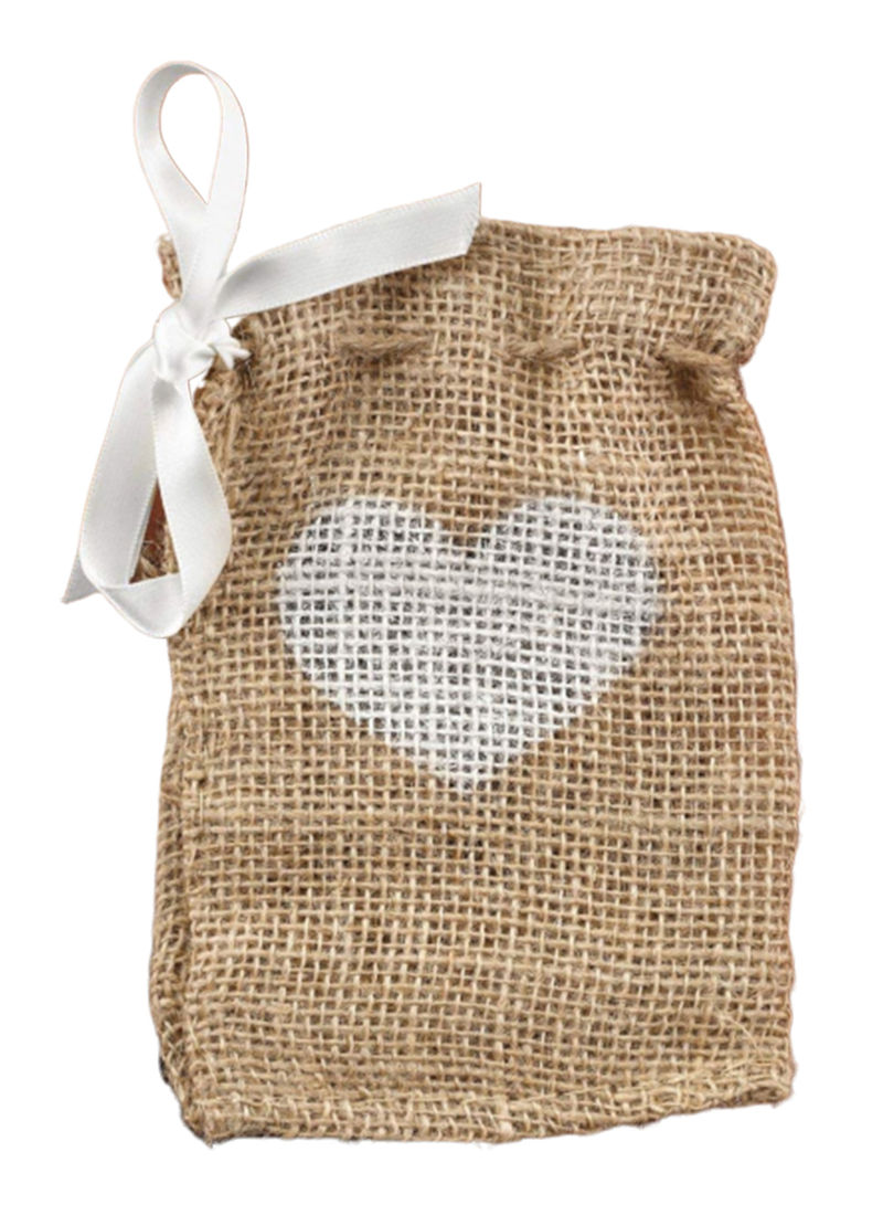 25-Piece Burlap Favour Bag Set White/Brown