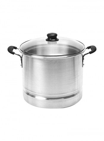Aluminium Steamer With Glass Lid Silver 28Quart