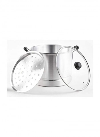 Aluminium Steamer With Glass Lid Silver 28Quart