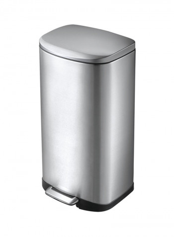 Della Stainless Steel Waste Bin With Soft Lid Silver 35L