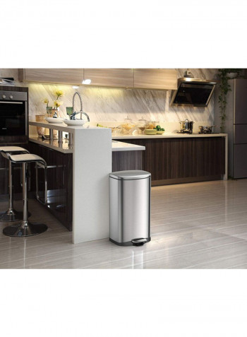 Della Stainless Steel Waste Bin With Soft Lid Silver 35L