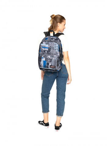 Zipper Closure Back To Work Backpack Grey/Blue