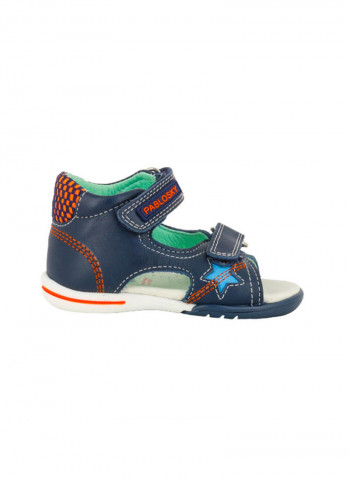 Leather Velcro Sandal Blue/Green/Red