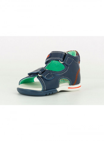 Leather Velcro Sandal Blue/Green/Red