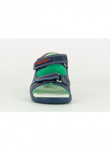 Leather Velcro Sandal Blue/Green/Red