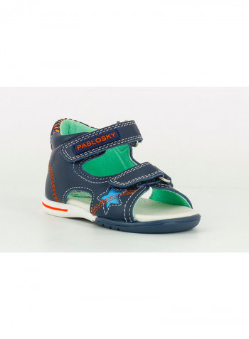 Leather Velcro Sandal Blue/Green/Red