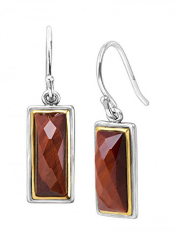 925 Sterling Silver Tiger's Eye Drop Earrings