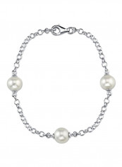 Sterling Silver Freshwater Cultured Pearl Link Bracelet