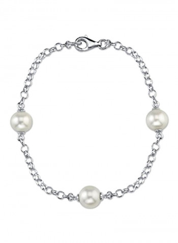 Sterling Silver Freshwater Cultured Pearl Link Bracelet
