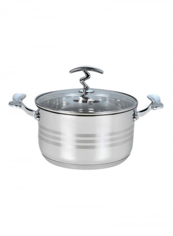 10 -Piece Stainless Steel Casserole Set Silver Casserole With Clear Glass Lid - 20, Casserole With Clear Glass Lid - 24, Casserole With Clear Glass Lid - 28, Casserole With Clear Glass Lid - 32, Shallow Casserole With Clear Glass Lid - 28cm