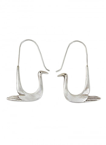 925 Sterling Silver Bird Themed Hoop Earrings