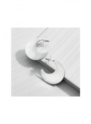 925 Sterling Silver Crescent Hoop Earrings