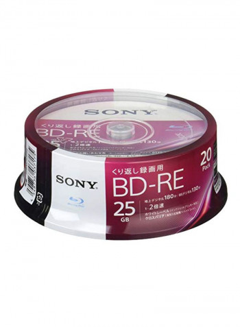 20-Piece BD-RE Media 20BNE1VJPP2 Pink/White