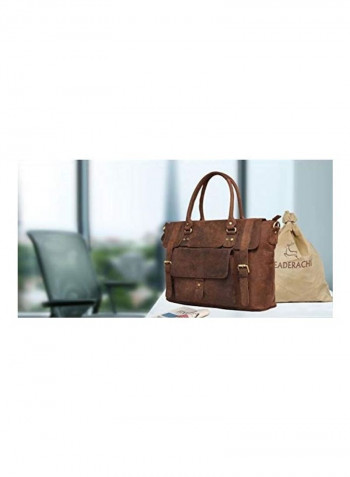 Leaderachi Women's Hunter Leather laptop Bag [Lazio-Muskat] brown